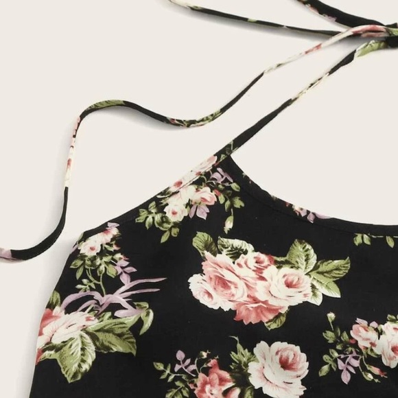 NWT Floral Halter Top & Black Shorts - Picture 3 of 5